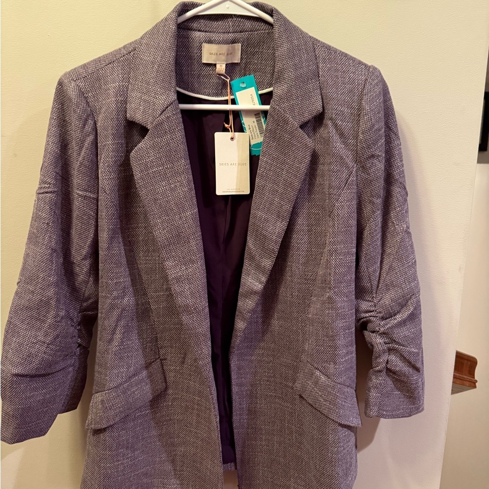 Skies Are Blue Textured Purple Blazer